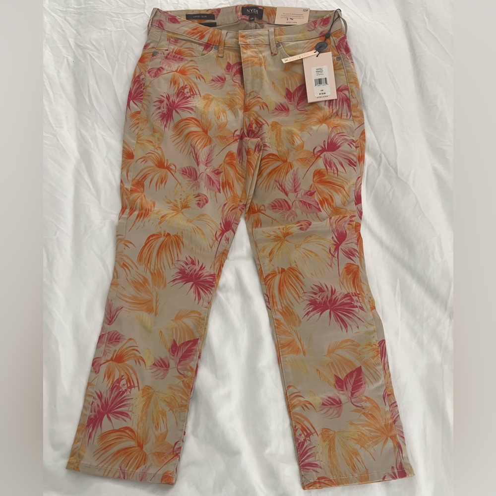 NYDJ Floral Capris Orange and Pink